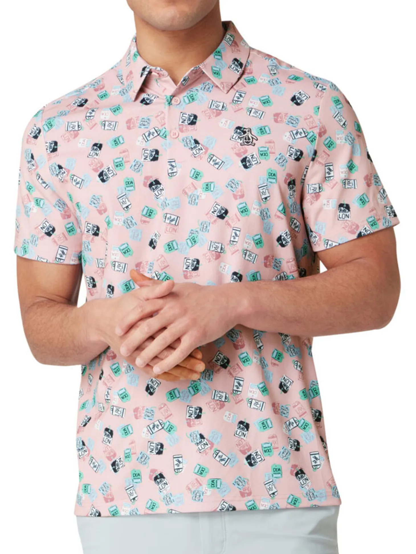 Original Penguin Pete's Travel Tags Caddy Polo - Charm Pink