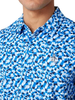 Original Penguin Underwater Mosaic Geo Polo - French Blue
