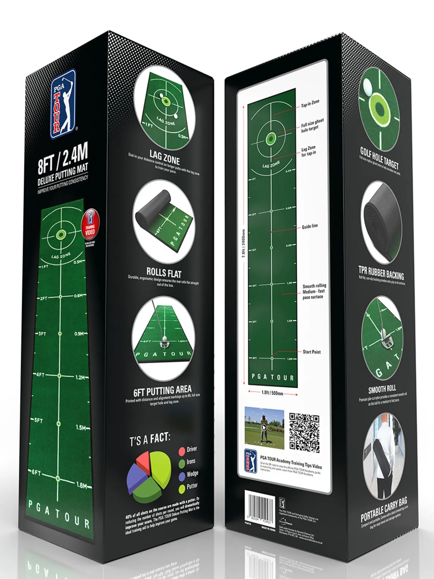 PGA Tour 8ft Putting Mat - Green