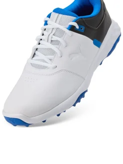 Puma FUSION Smash Wide Golf Shoes - Puma White/Puma Black/Team Royal