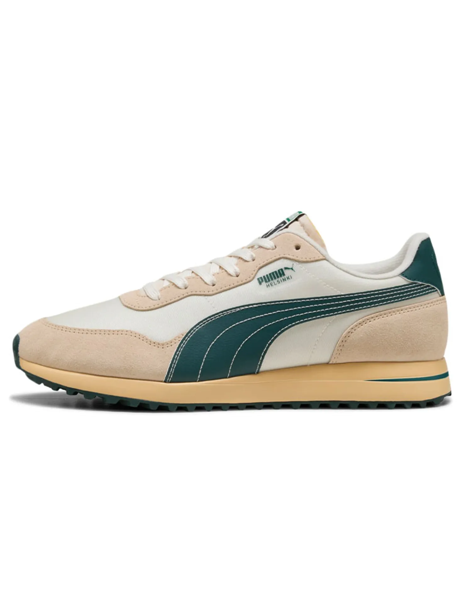 Puma Helsinki G Spikeless Golf Shoes - Frosted Ivory/Green Terrain/Light Straw