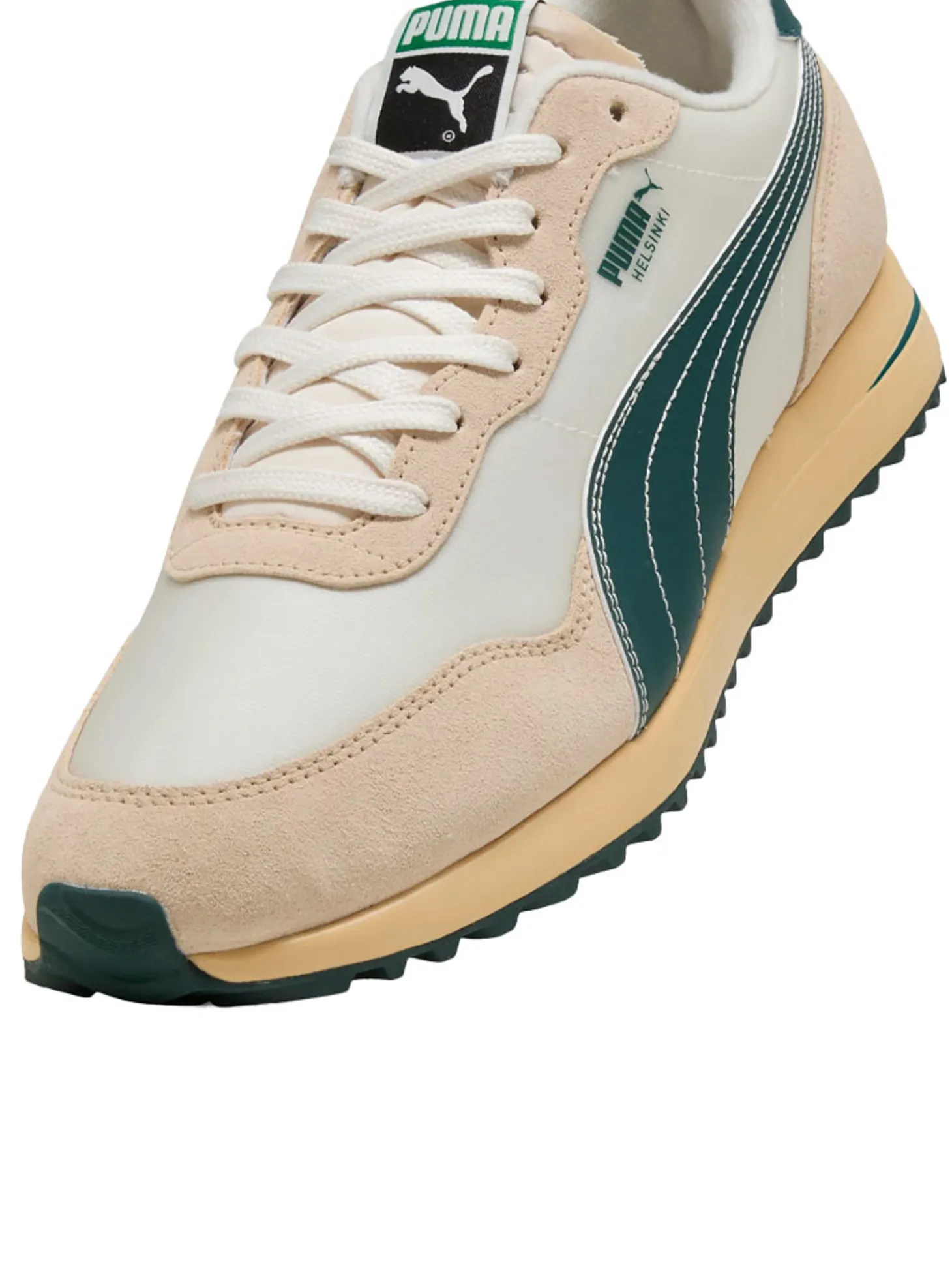 Puma Helsinki G Spikeless Golf Shoes - Frosted Ivory/Green Terrain/Light Straw