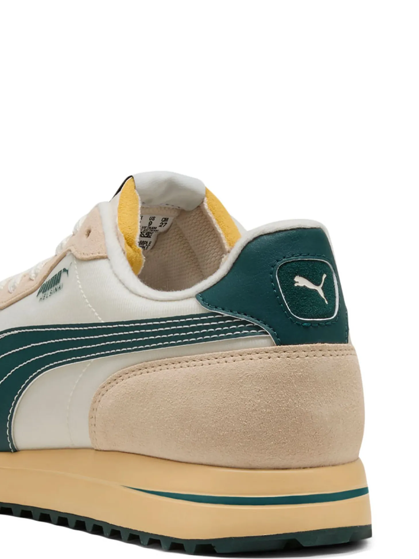 Puma Helsinki G Spikeless Golf Shoes - Frosted Ivory/Green Terrain/Light Straw