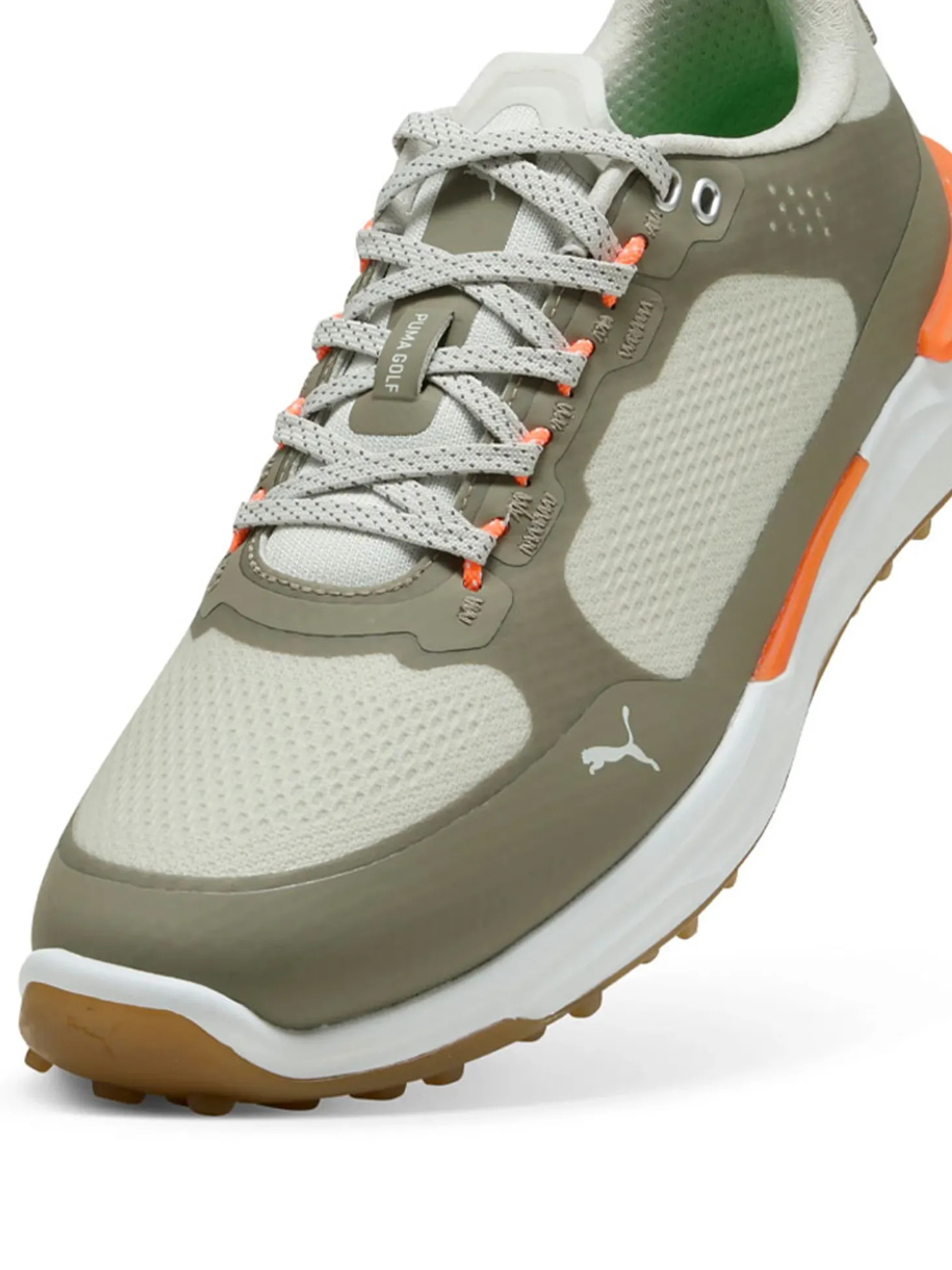 Puma IGNITE Elevate X Spikeless Golf Shoes - Sedate Grey/Velvet Moss/Fluro