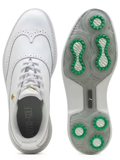 Puma Royale Wingtip Golf Shoes - Puma White/Vapor Grey/Grassy Green