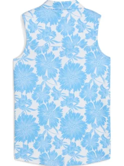 Puma Womens CLOUDSPUN Botanic Golf Polo - White Glow/Team Light Blue