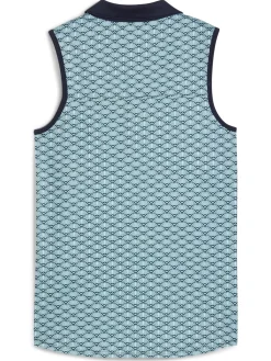 Puma Womens CLOUDSPUN Scallop SL Golf Polo - Sea Glass/Green Terrain