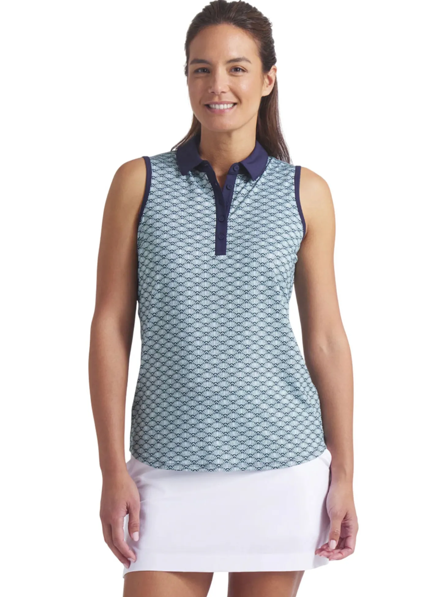 Puma Womens CLOUDSPUN Scallop SL Golf Polo - Sea Glass/Green Terrain