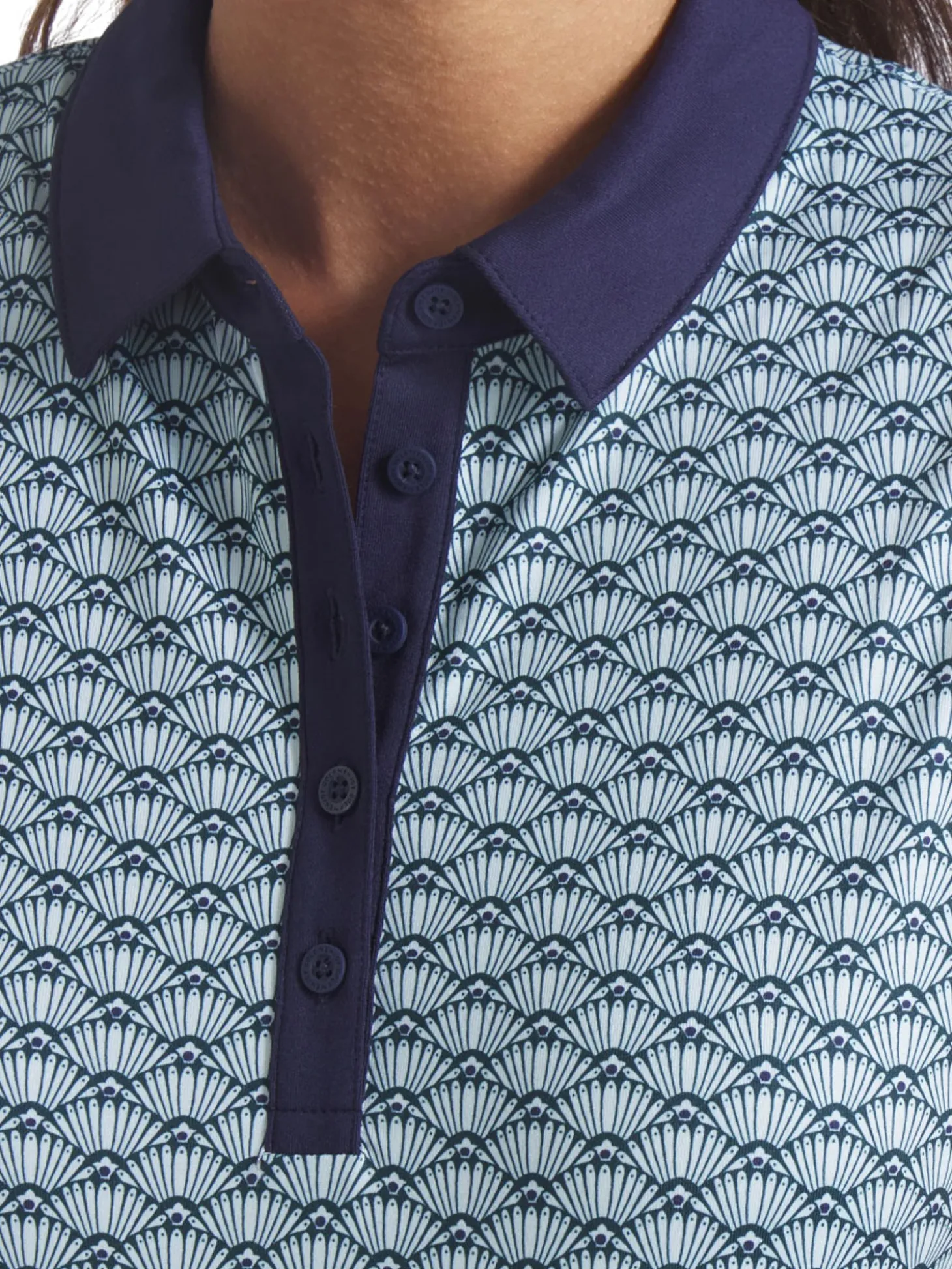 Puma Womens CLOUDSPUN Scallop SL Golf Polo - Sea Glass/Green Terrain