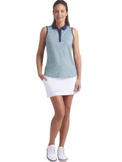 Puma Womens CLOUDSPUN Scallop SL Golf Polo - Sea Glass/Green Terrain