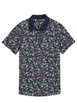 Puma Womens Floral Burst Golf Polo - Deep Navy