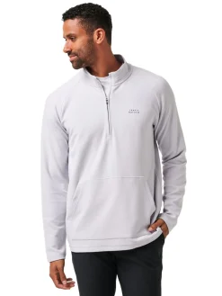 TravisMathew Performance Waffle 1/4-Zip - Heather Light Grey