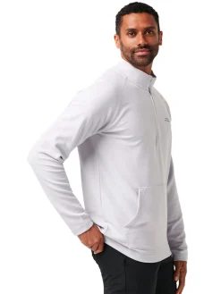 TravisMathew Performance Waffle 1/4-Zip - Heather Light Grey