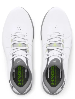 Under Armour HOVR Drive Pro Spikeless Golf Shoes - White/Metallic Gun Metal